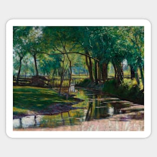 Green Landscape with a Stream by Wladyslaw Podkowinski Sticker